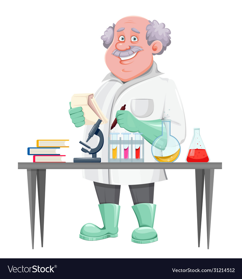 Professor standing near laboratory table Vector Image Professor standing near laboratory table Vector Image