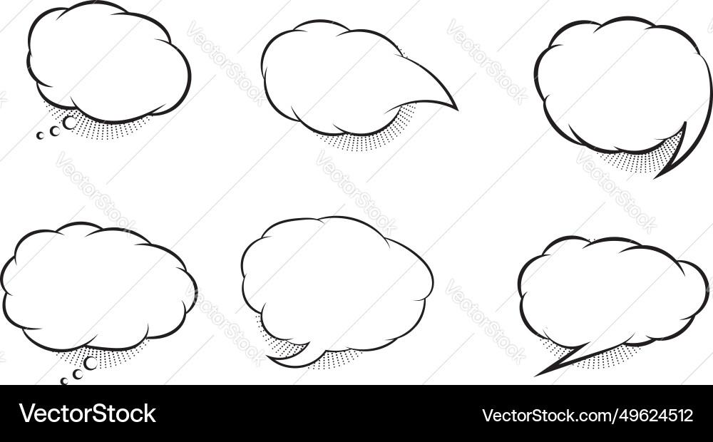 Retro empty comic speech bubbles set halftone Vector Image
