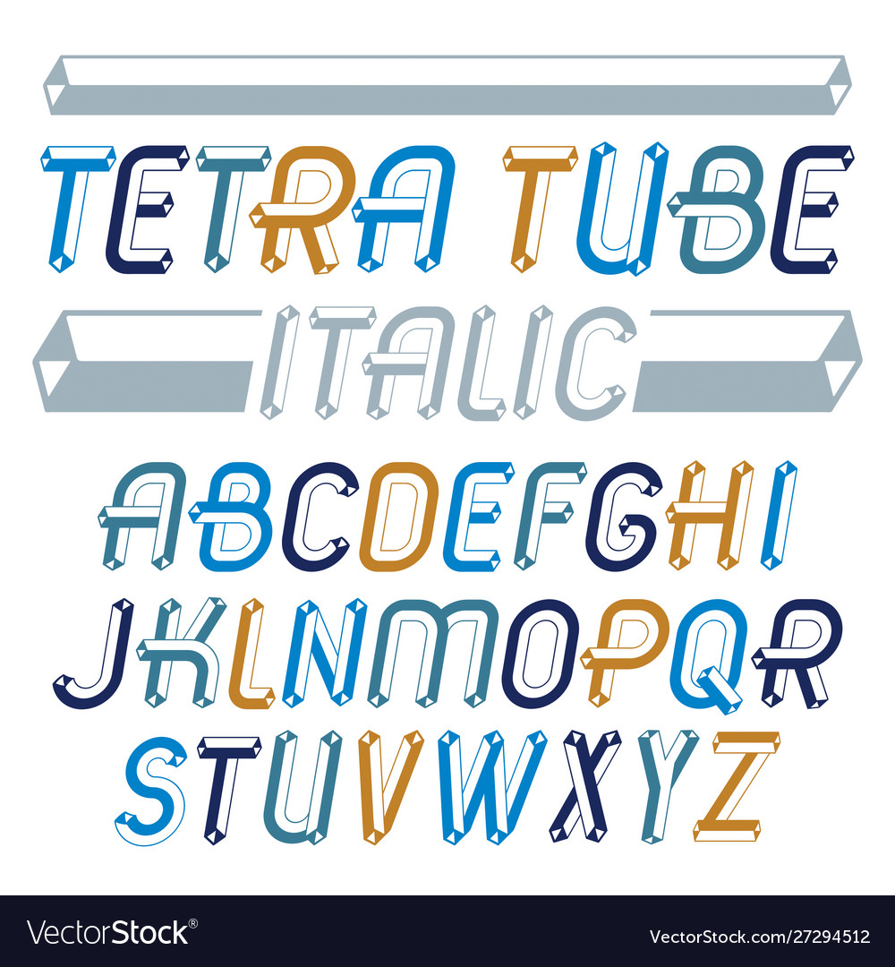 Set trendy fun capital english alphabet