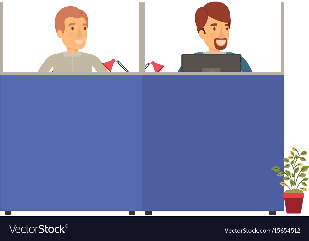 Silhouette color cubicles workplace office Vector Image