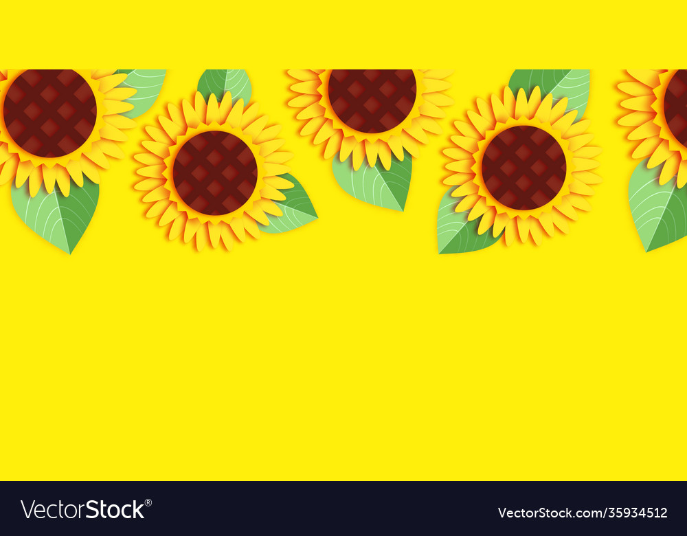 Sunflower paper cut style beautiful nature