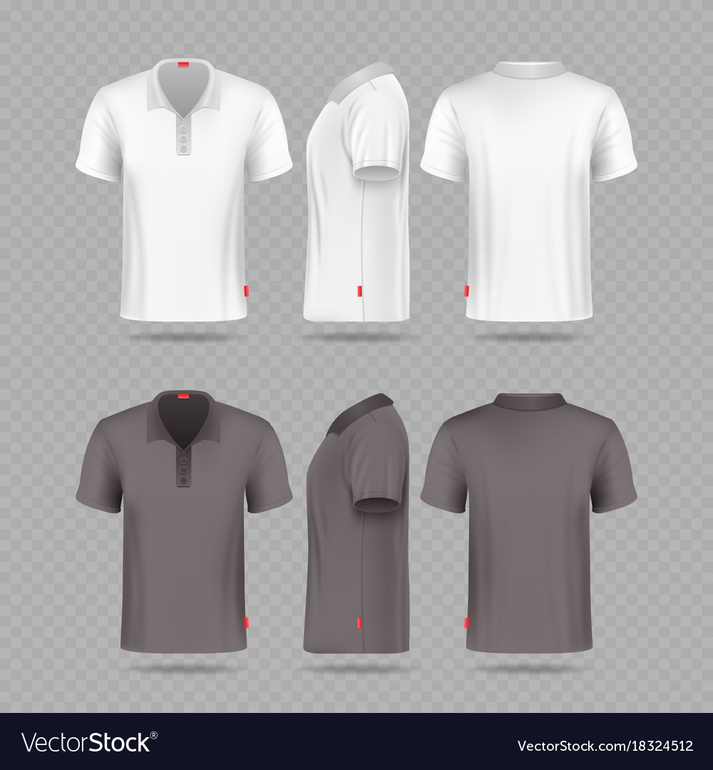 White black mens polo t-shirt set isolated Vector Image