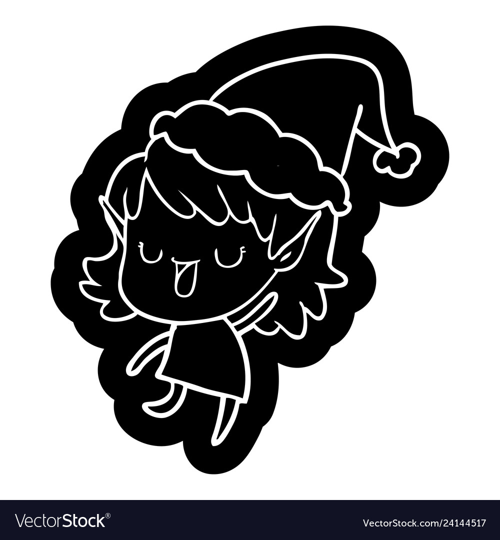 Cartoon icon of a elf girl wearing santa hat Vector Image