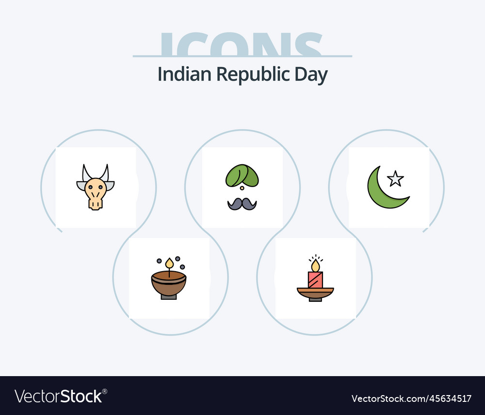 Indian republic day line filled icon pack 5