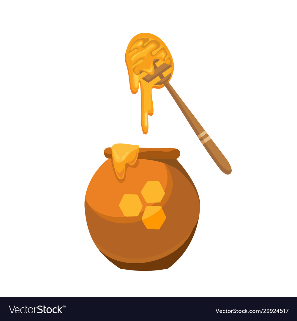 Jar and dipper for honey ceramic can Royalty Free Vector