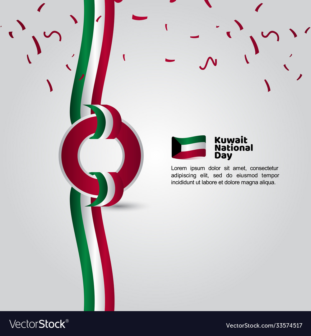 Kuwait national day flag template design Vector Image