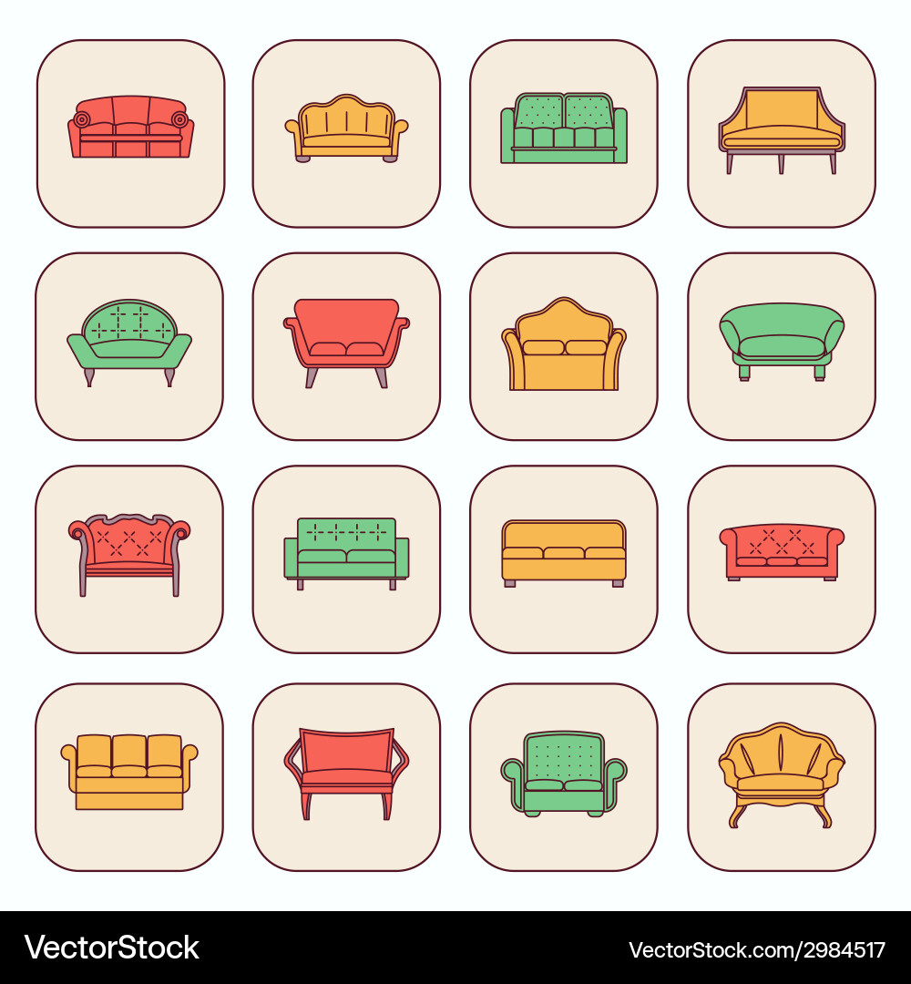 Sofa icon set Royalty Free Vector Image - VectorStock