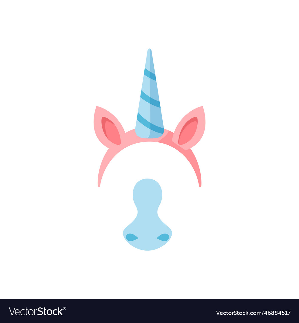 Unicorn headgear and nose carnival mask flat Vector Image