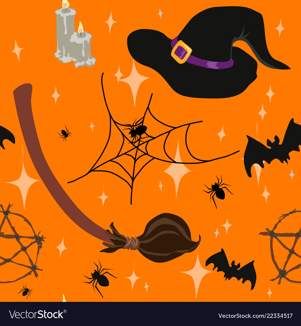 wicca witchcraft halloween seamless pattern vector image