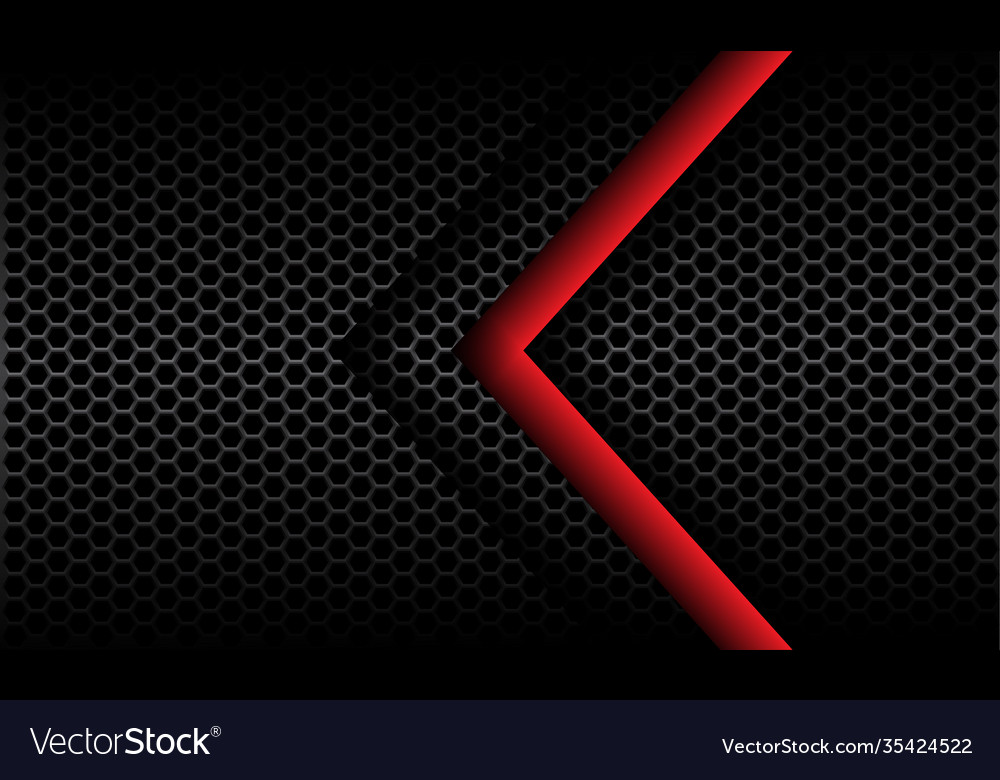 Abstract red arrow direction on dark grey metal