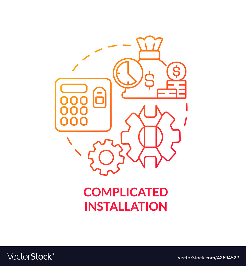 Complicated installation red gradient concept icon