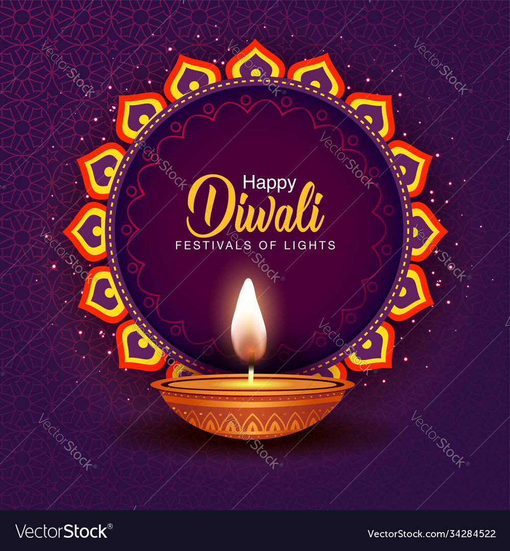 Indian festival happy diwali with props Royalty Free Vector