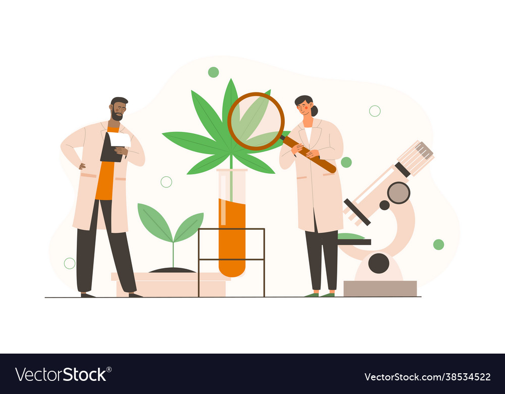 Male and female scientists in uniform vector image Male and female scientists in uniform