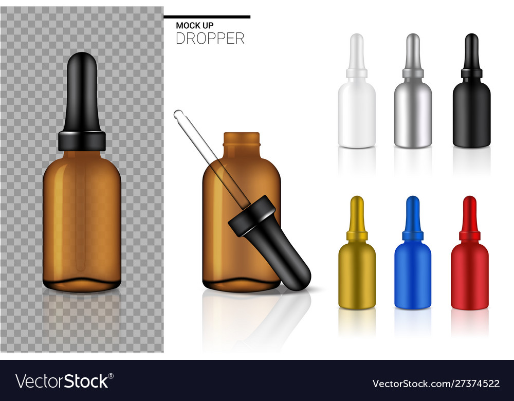 Mock up realistic dropper bottle cosmetic set