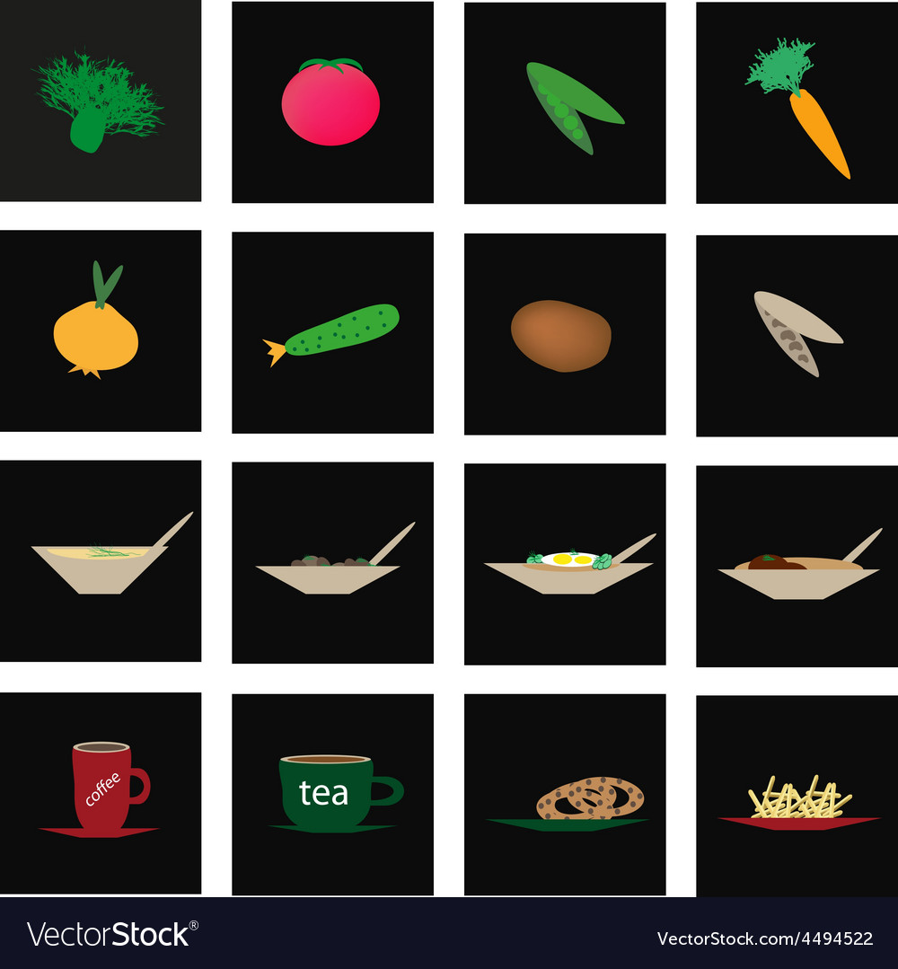 Set of icons vegetables and culinary