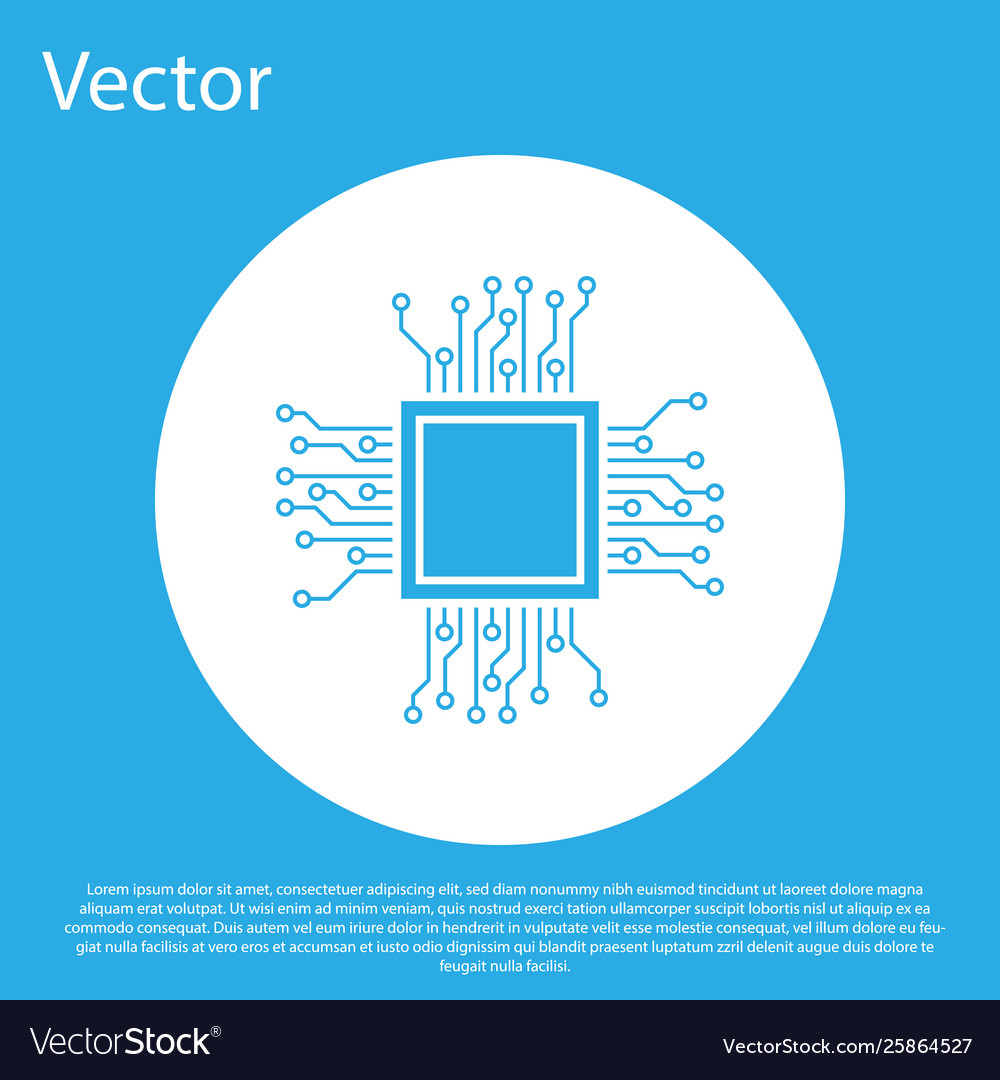 Blue processor icon isolated on background