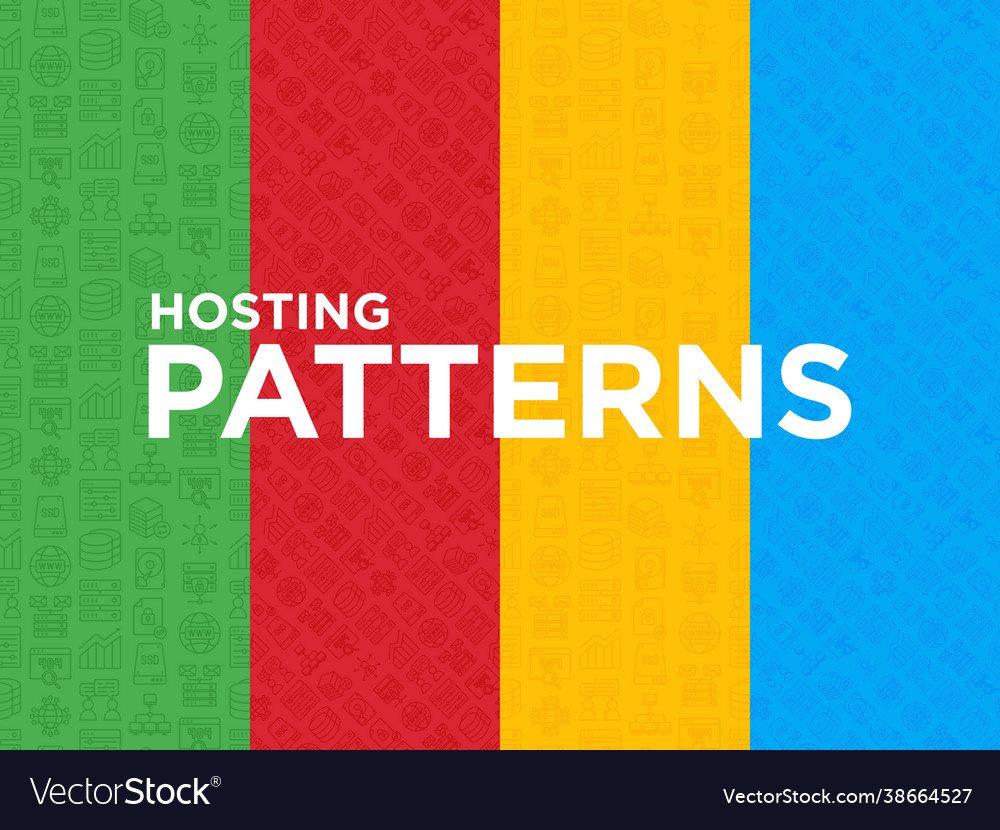 Four different hosting seamless patterns vector image Four different hosting seamless patterns