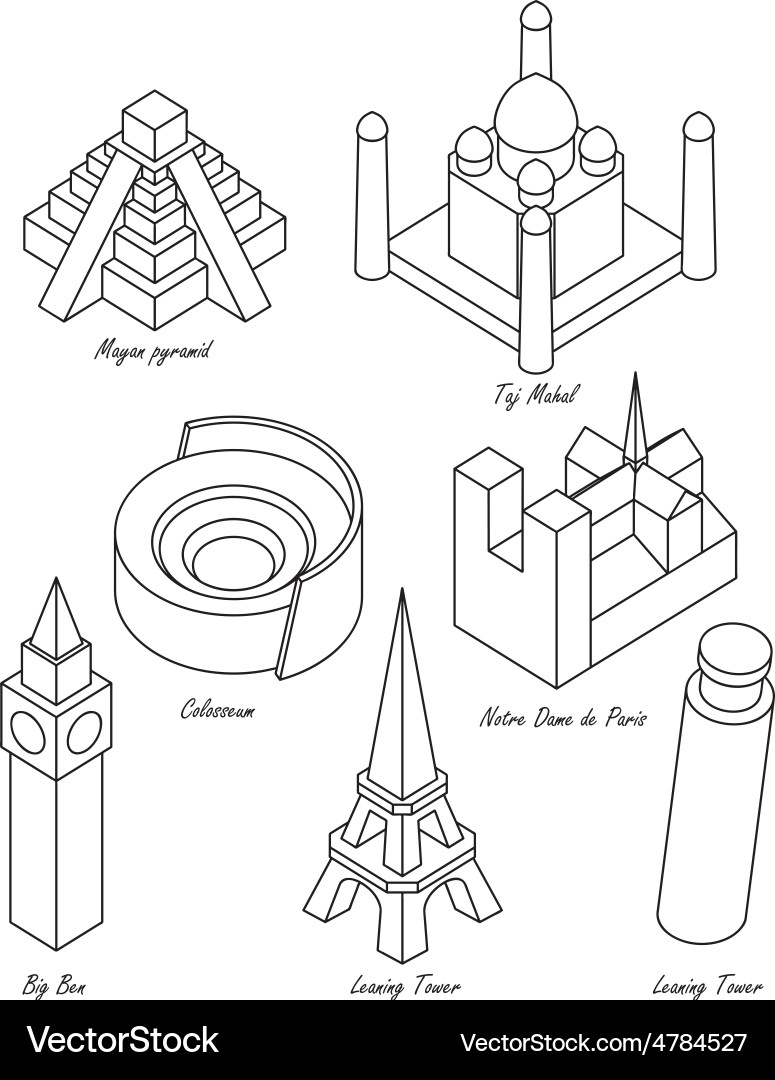 Landmark set Royalty Free Vector Image - VectorStock