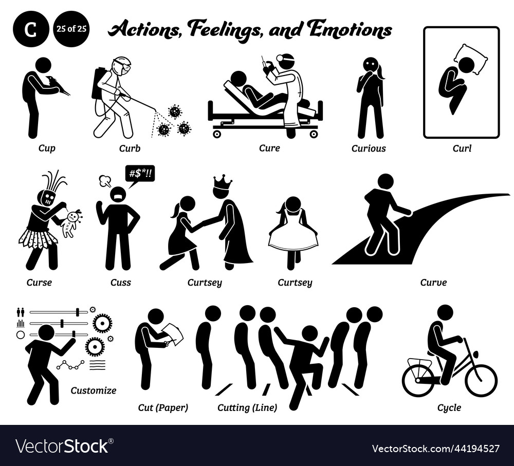 Stick figure human people man action feelings Vector Image