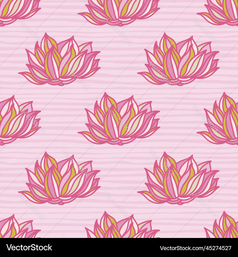 Stylish lotus flowers seamless pattern Royalty Free Vector