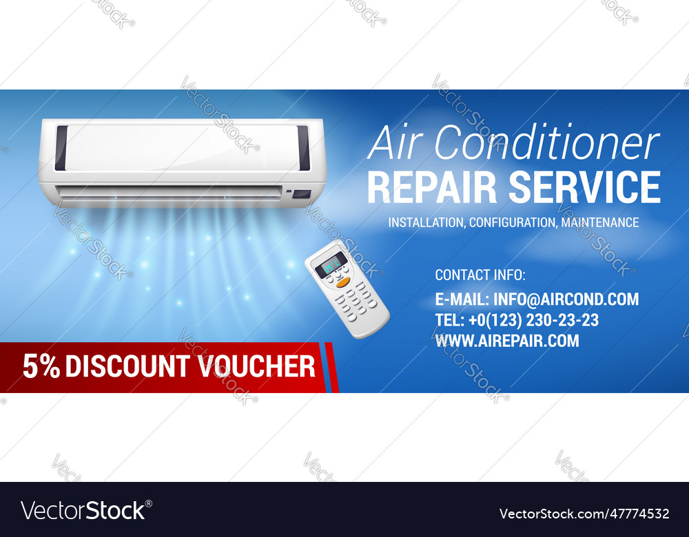 Air conditioning repair flyer with realistic vector image Air conditioning repair flyer with realistic