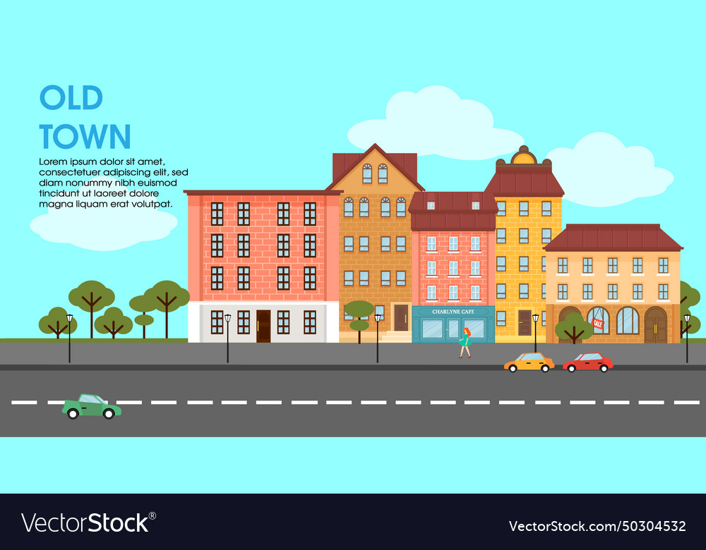 Flat colorful cityscape poster