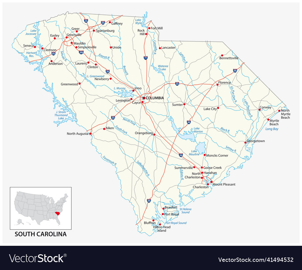 Road map of south carolina