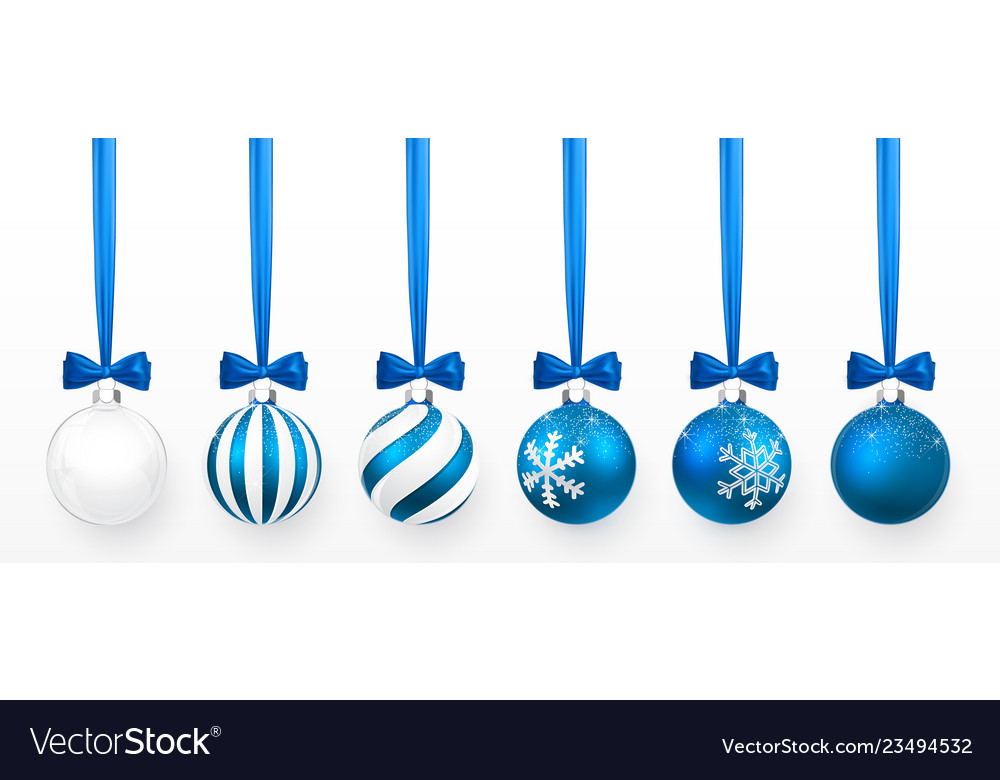 Transparent and blue christmas ball with snow Vector Image