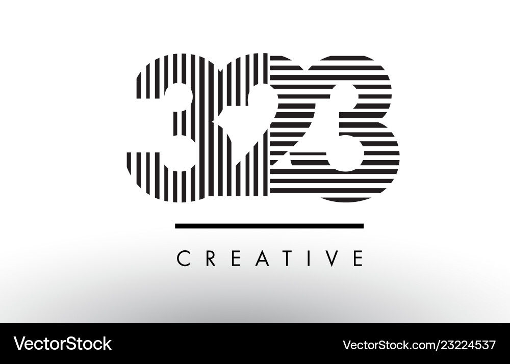 323 black and white lines number logo design Vector Image
