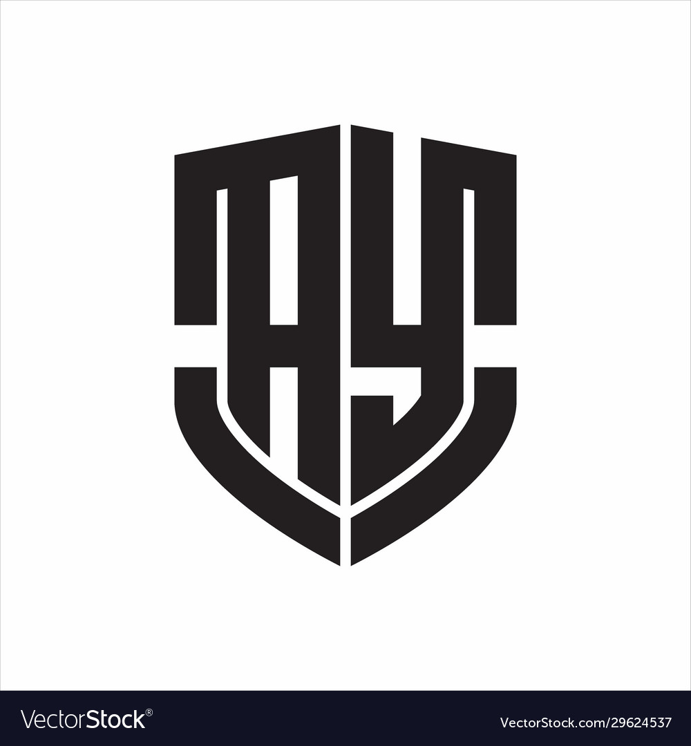 Ay logo monogram with emblem shield shape design Vector Image