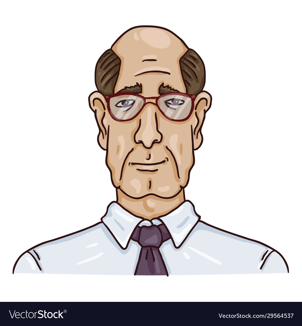 Cartoon business avatar - bald old man in shirt Vector Image