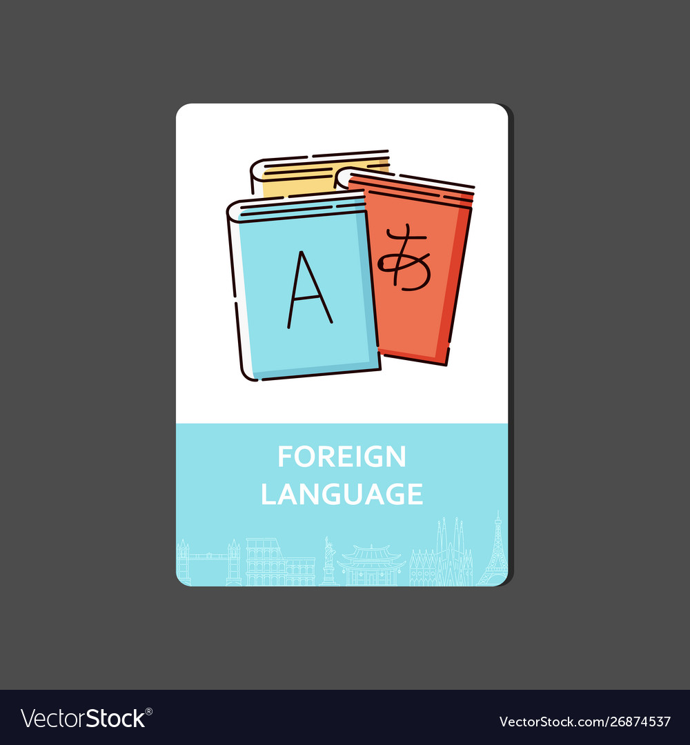 Foreign languages concept with a dictionary and Vector Image