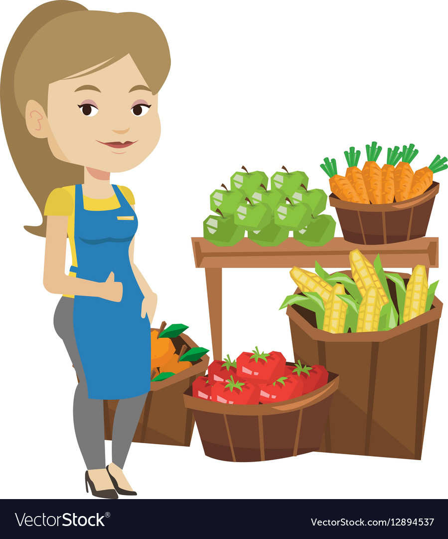 Friendly supermarket worker Royalty Free Vector Image