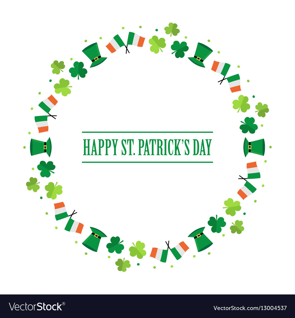 Happy st patricks day flat design round frame