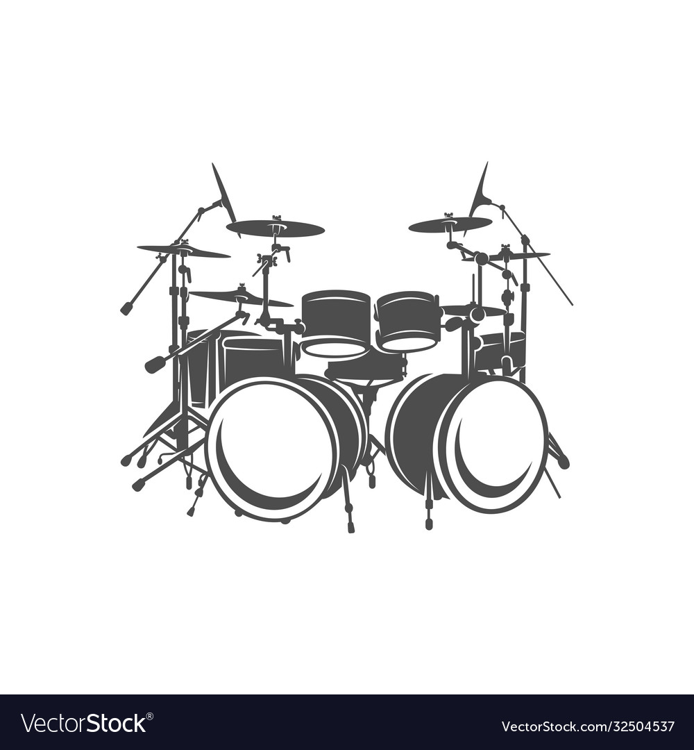 Realistic drum design silhouette