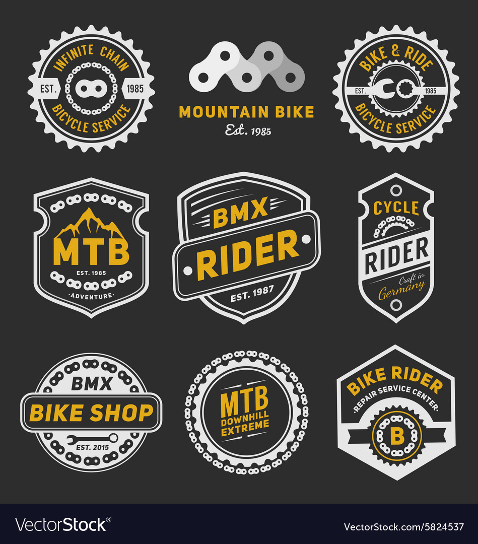 Set Bicycle Badge Logo Template Design Royalty Free Vector