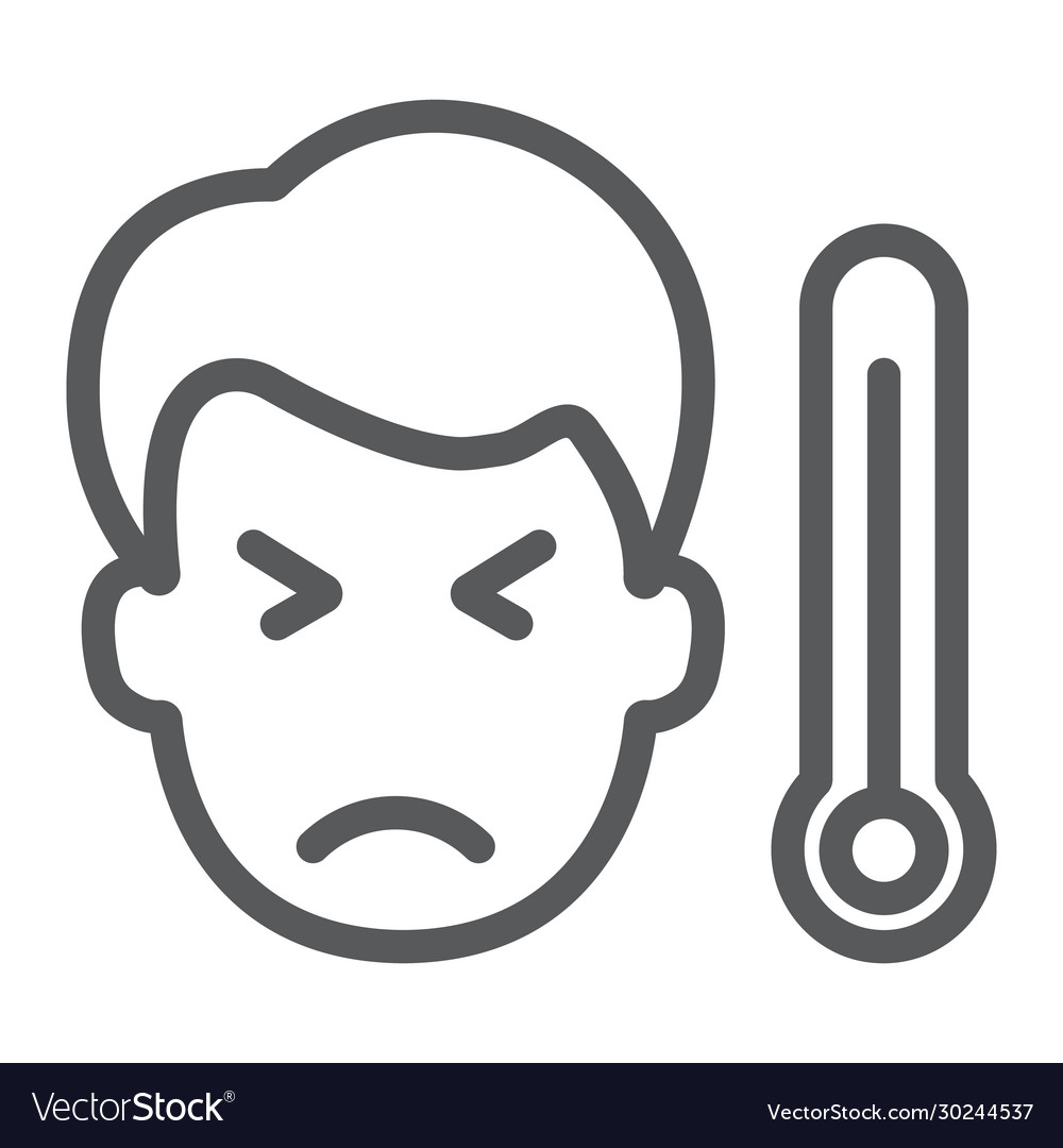 Sick man with thermometer line icon virus and Vector Image