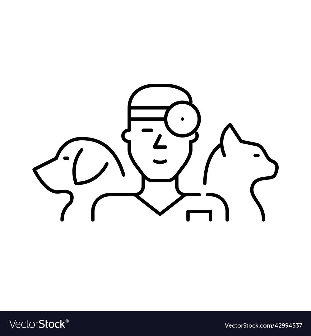 Veterinary doctor icon young man with dog and cat