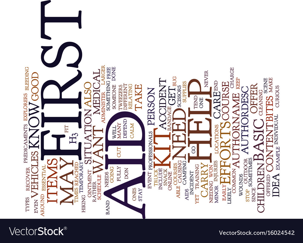 First aid text background word cloud concept Vector Image