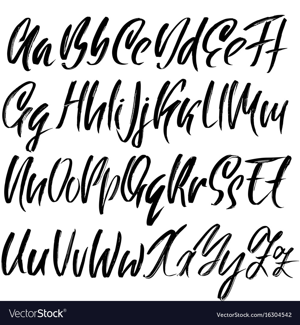 Hand drawn dry brush font modern lettering