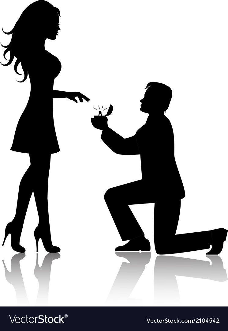 Man proposes to the woman to marry him Royalty Free Vector