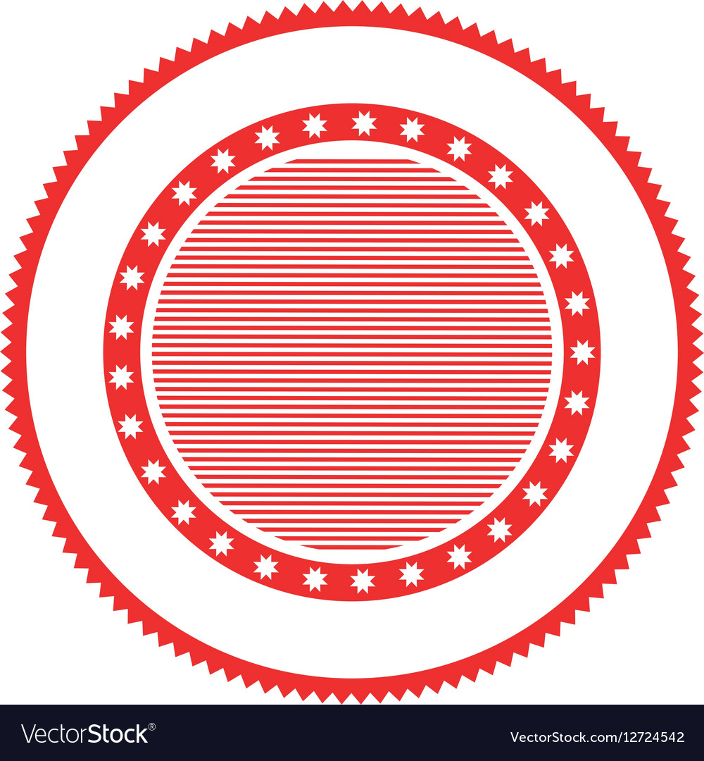 Red circular stamp abstract art deco emblem