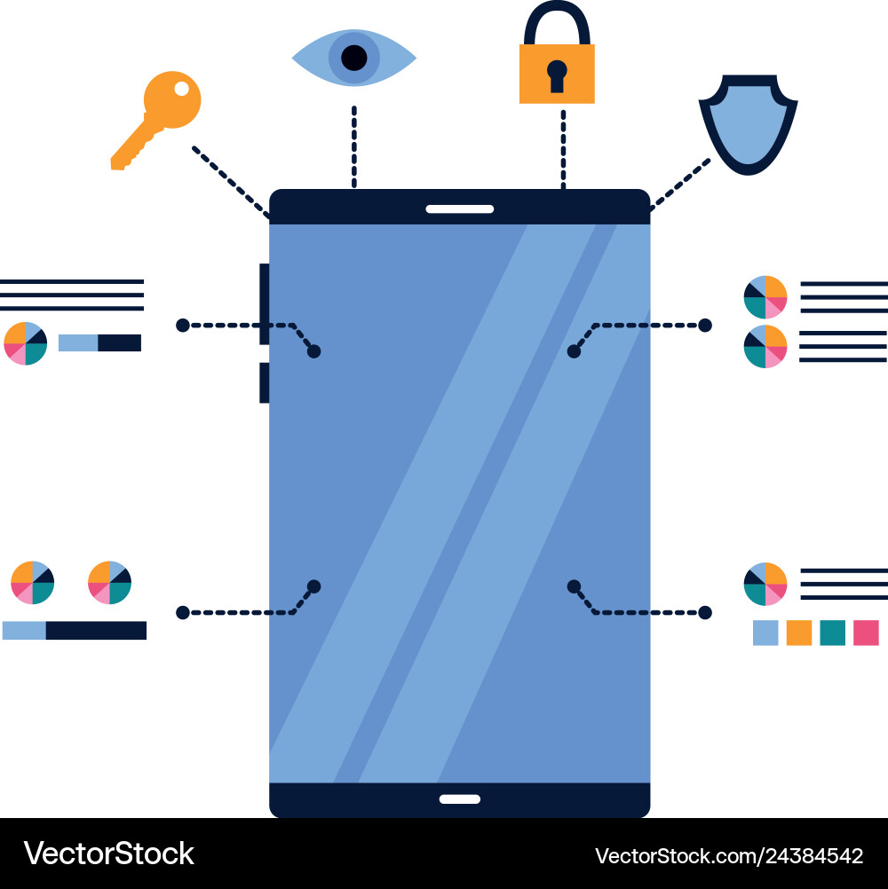 Smartphone device security digital scan Royalty Free Vector