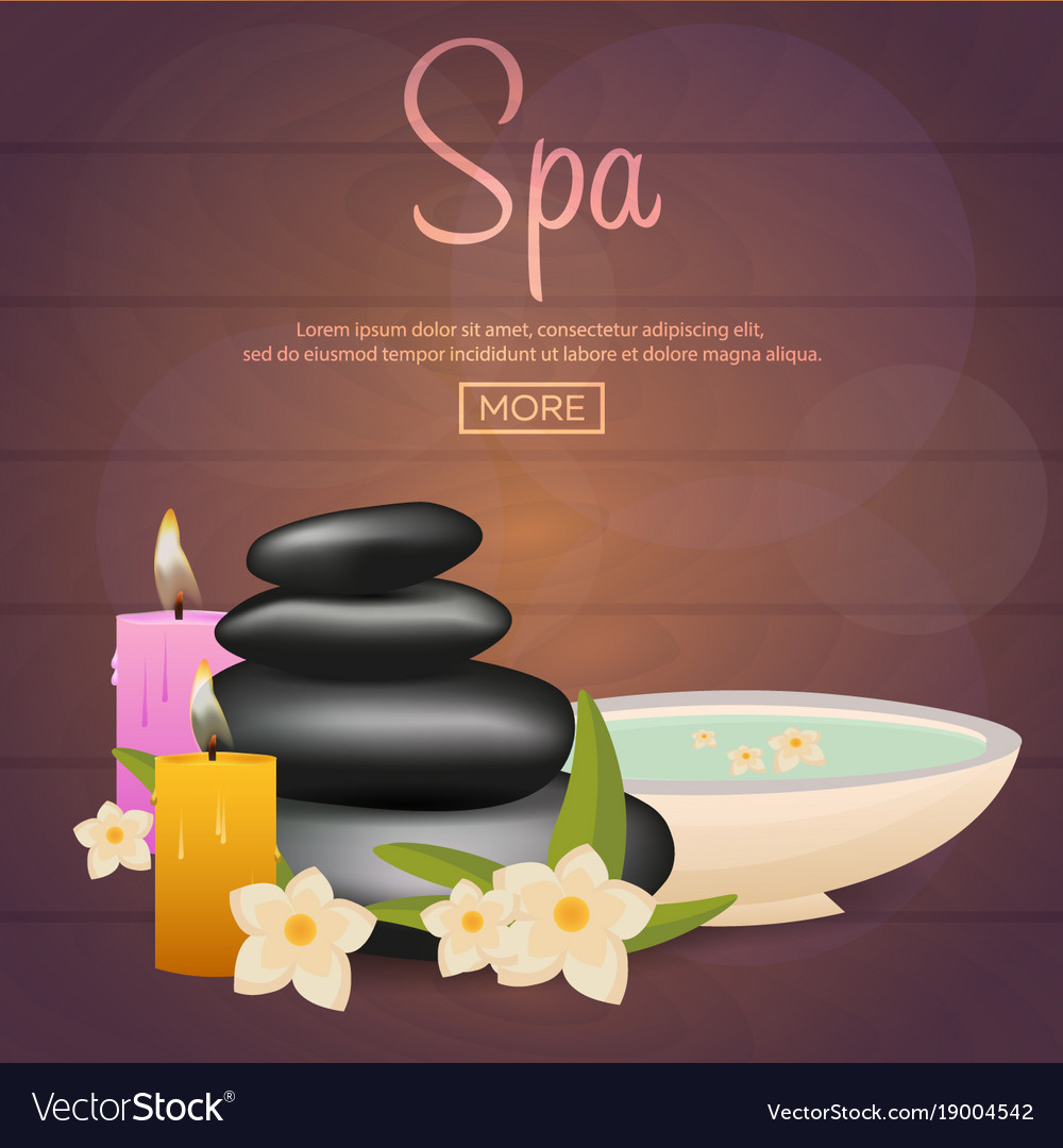 Spa salon banner with stones thai massage wood Vector Image