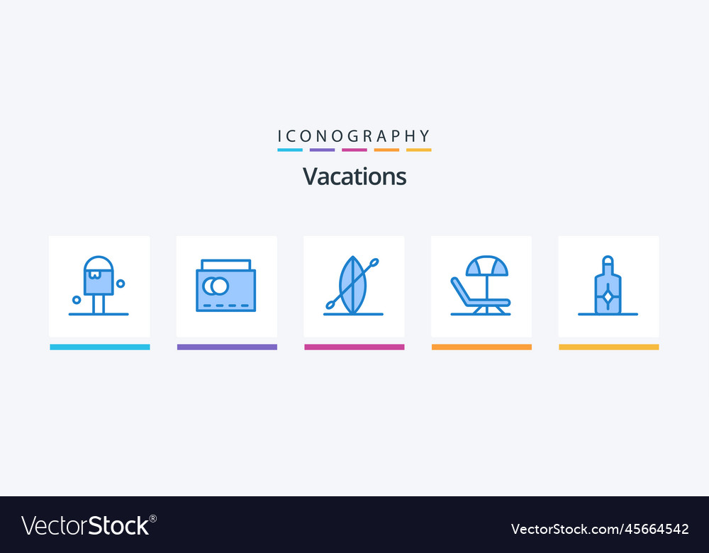 Vacations blue 5 icon pack including cream beach