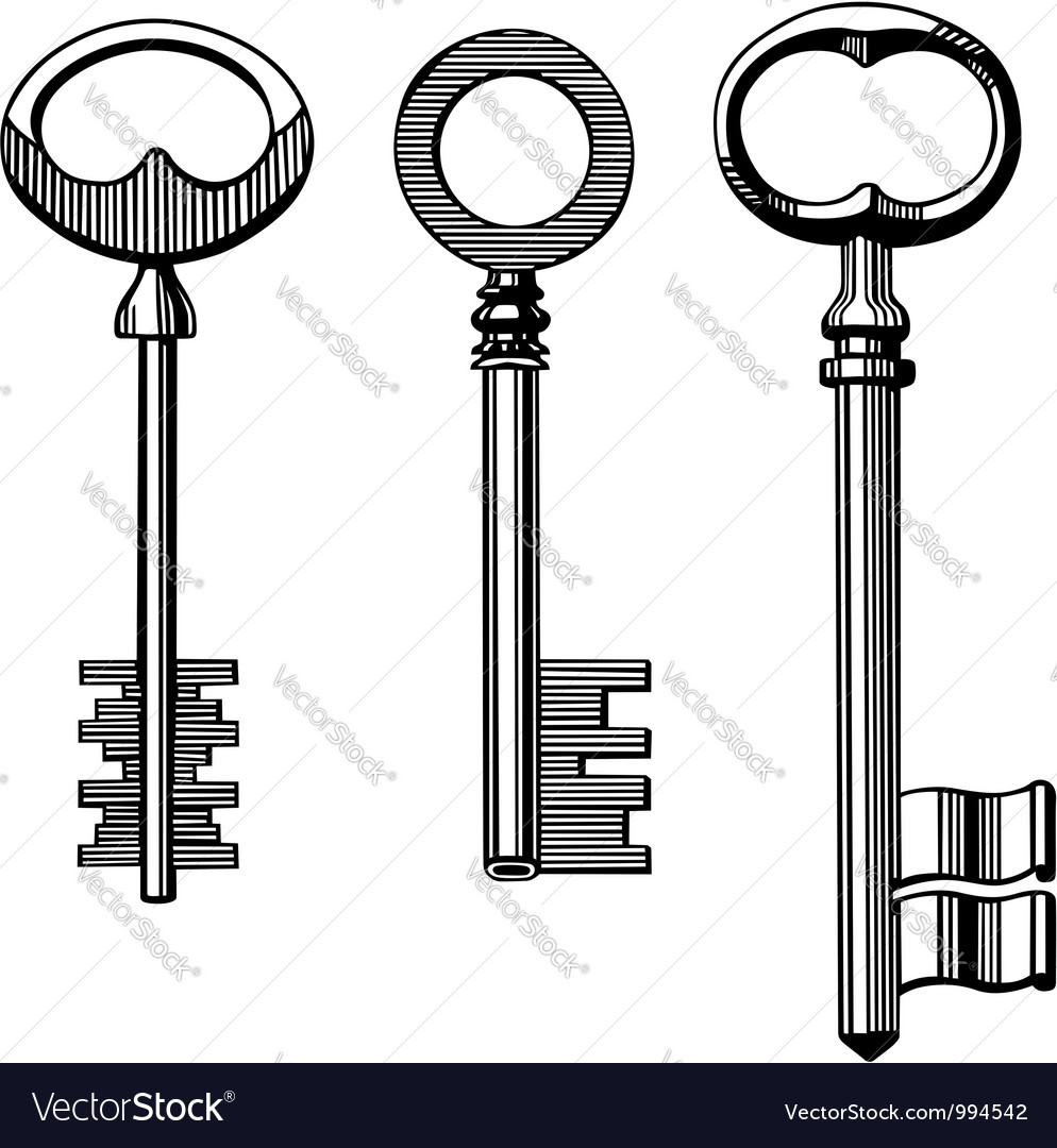 Ornamental medieval vintage keys with victorian Vector Image