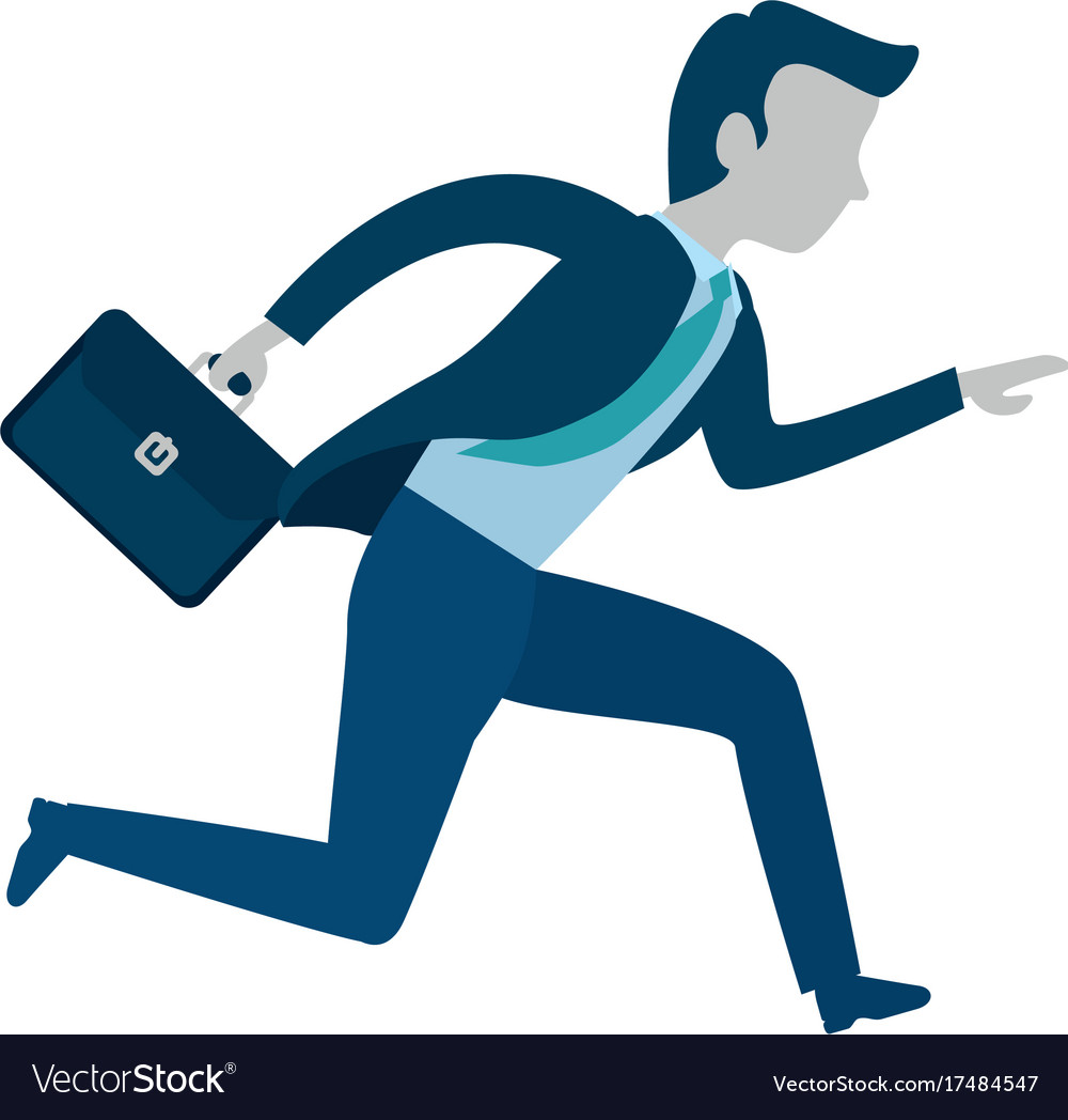 Businessman running with portfolio avatar Vector Image