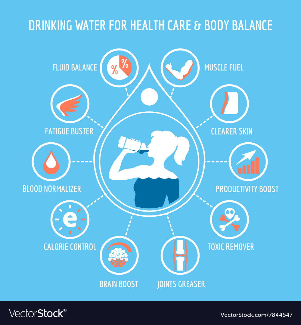 Drinking Water For Health Care Infographic Vector Image
