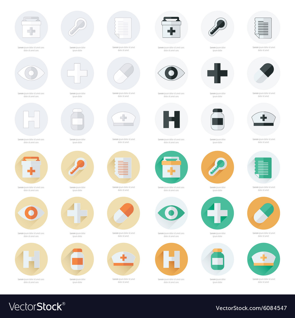 Flat icons set of medical tools