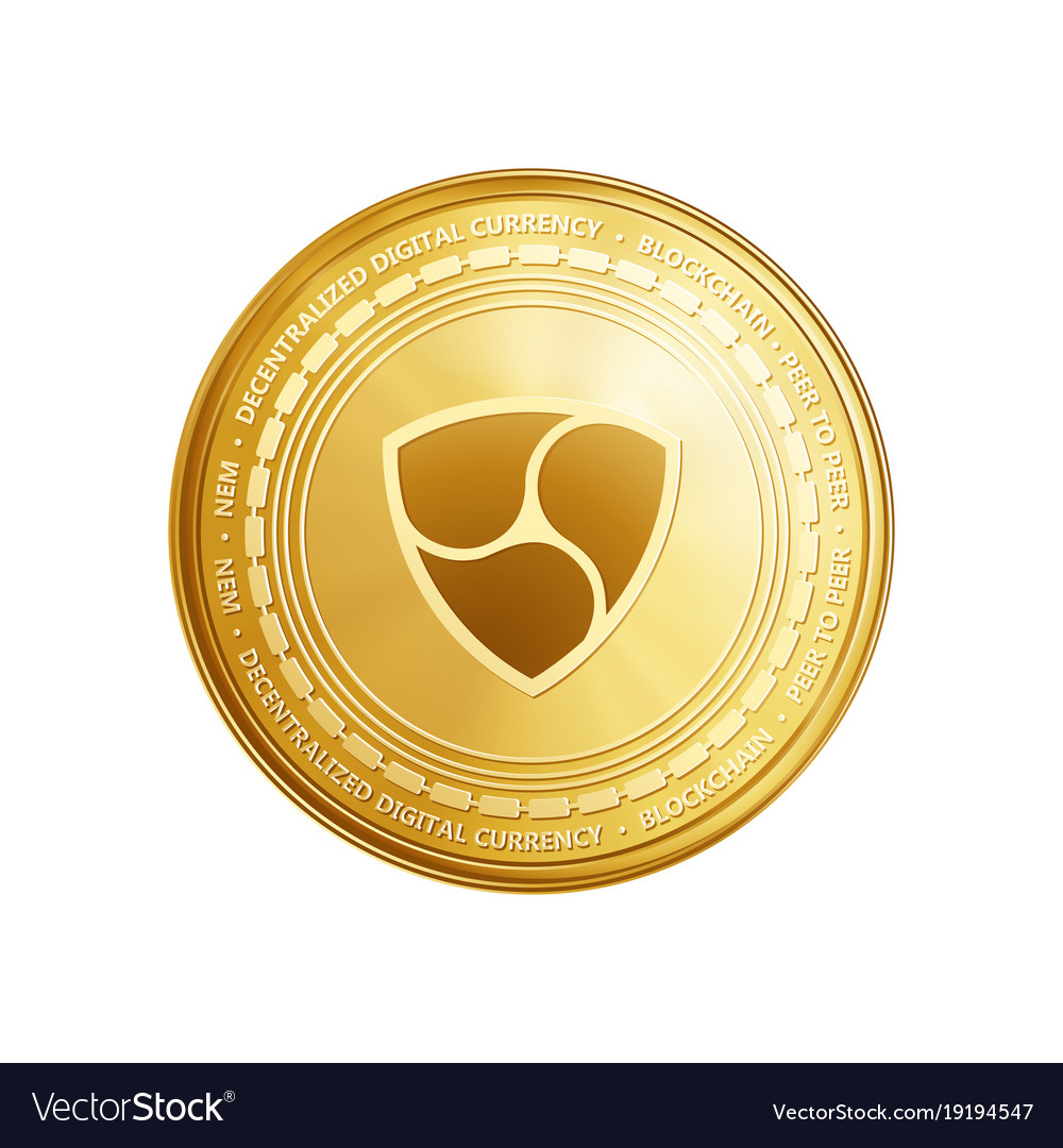 Golden nem blockchain coin symbol